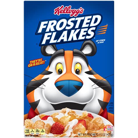Frosted flakes cereal - Each serving of this healthy cereal is fat free and a good source of eight vitamins and minerals. Plus, there are no artificial colors or flavors; Enjoy sweet cereal milk after a delicious bowl of Kellogg's Frosted Flakes cereal. Make it a sweet complement to your morning coffee or tea. Eat pawfuls as a school snack or even a late-night bite. 